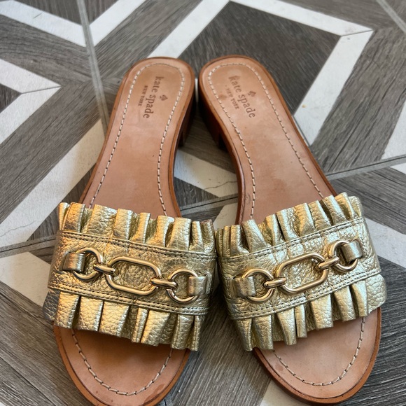Kate Spade Gold Slide Sandals - Picture 4 of 5